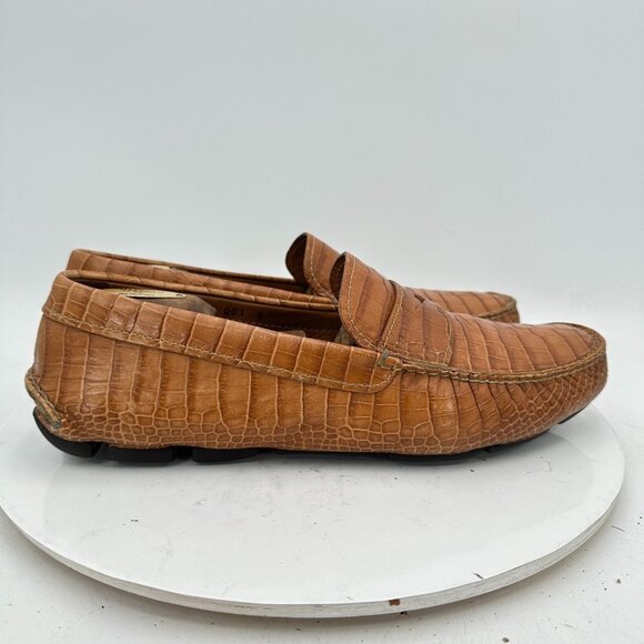 Prada Men Size 8 Brown Faux Crocodile Leather Slip On Penny Loafer Dress Shoes - Picture 4 of 13